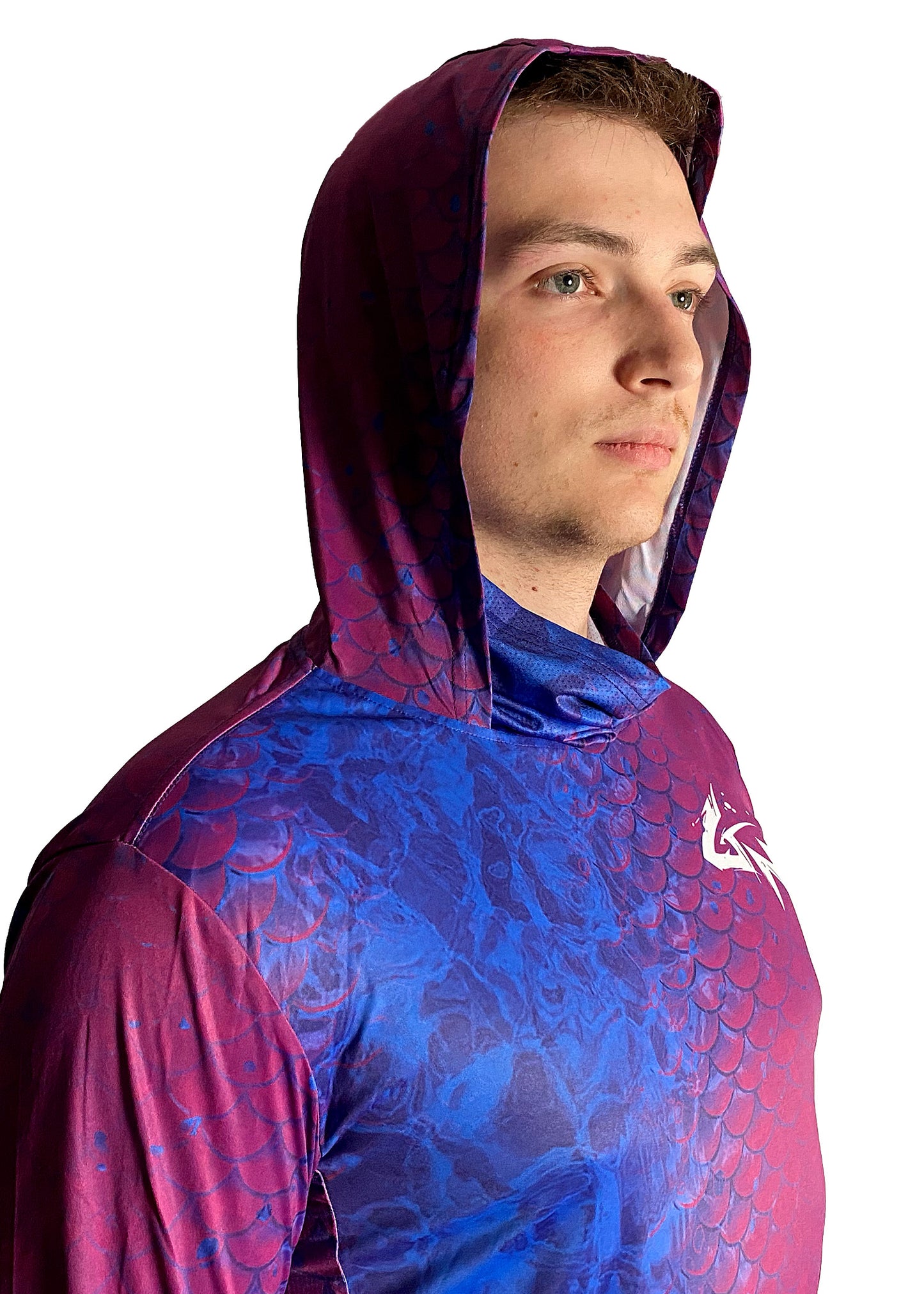 Purple Scales - Men's Hooded Long Sleeve Fishing Shirt