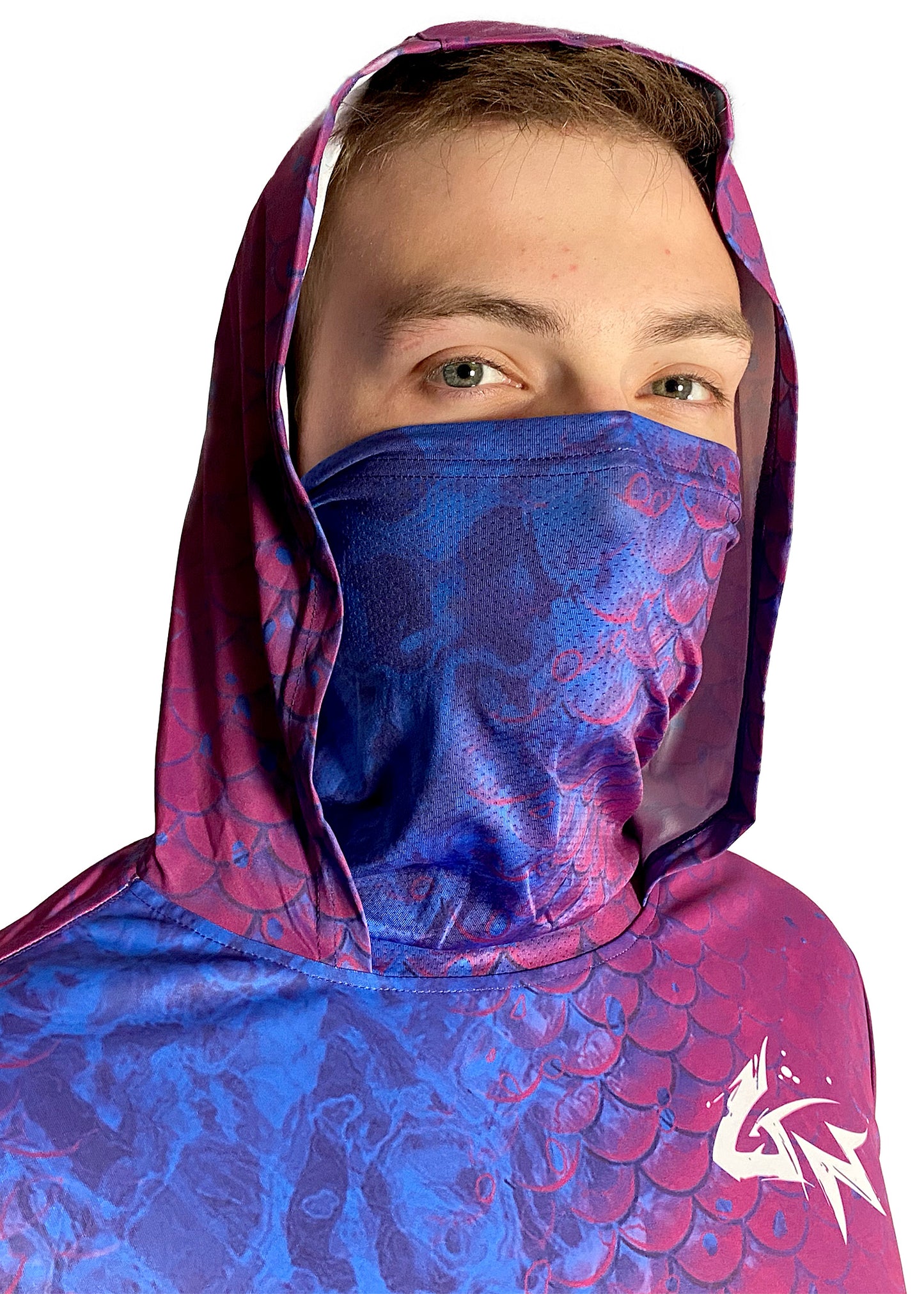 Purple Scales - Men's Hooded Long Sleeve Fishing Shirt