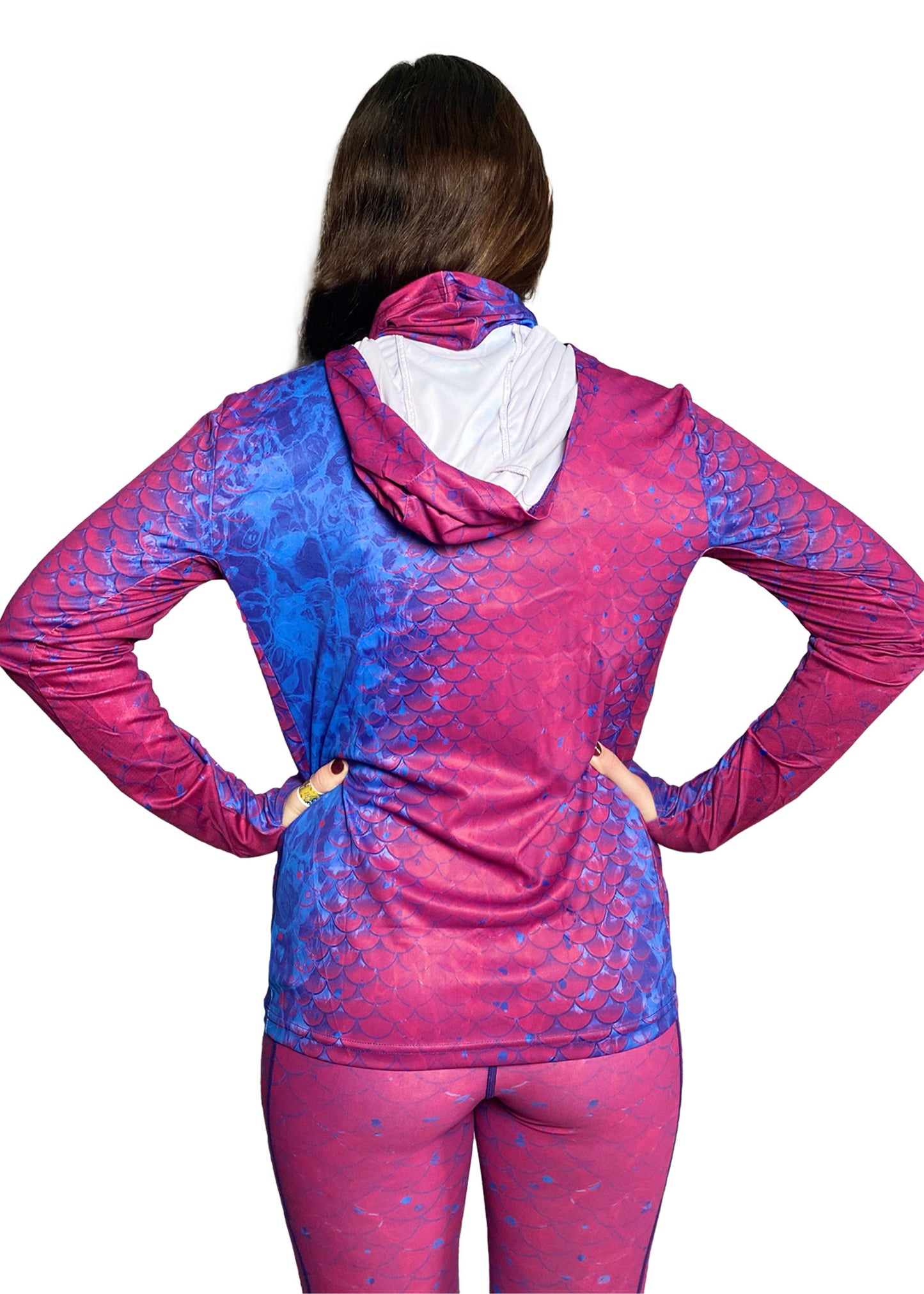 Purple Scales - Women's Hooded Long Sleeve Performance Shirt