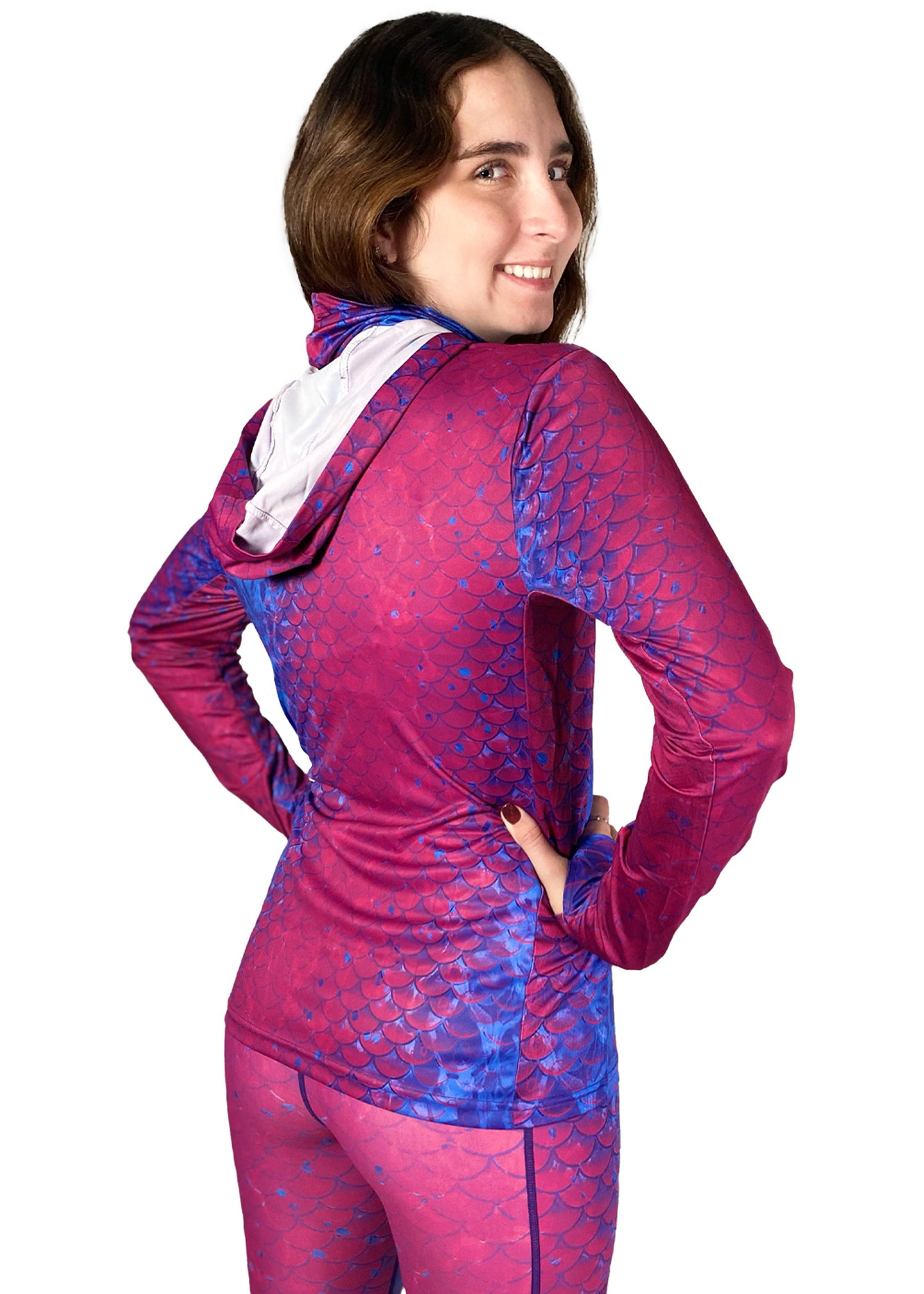 Purple Scales - Women's Hooded Long Sleeve Performance Shirt