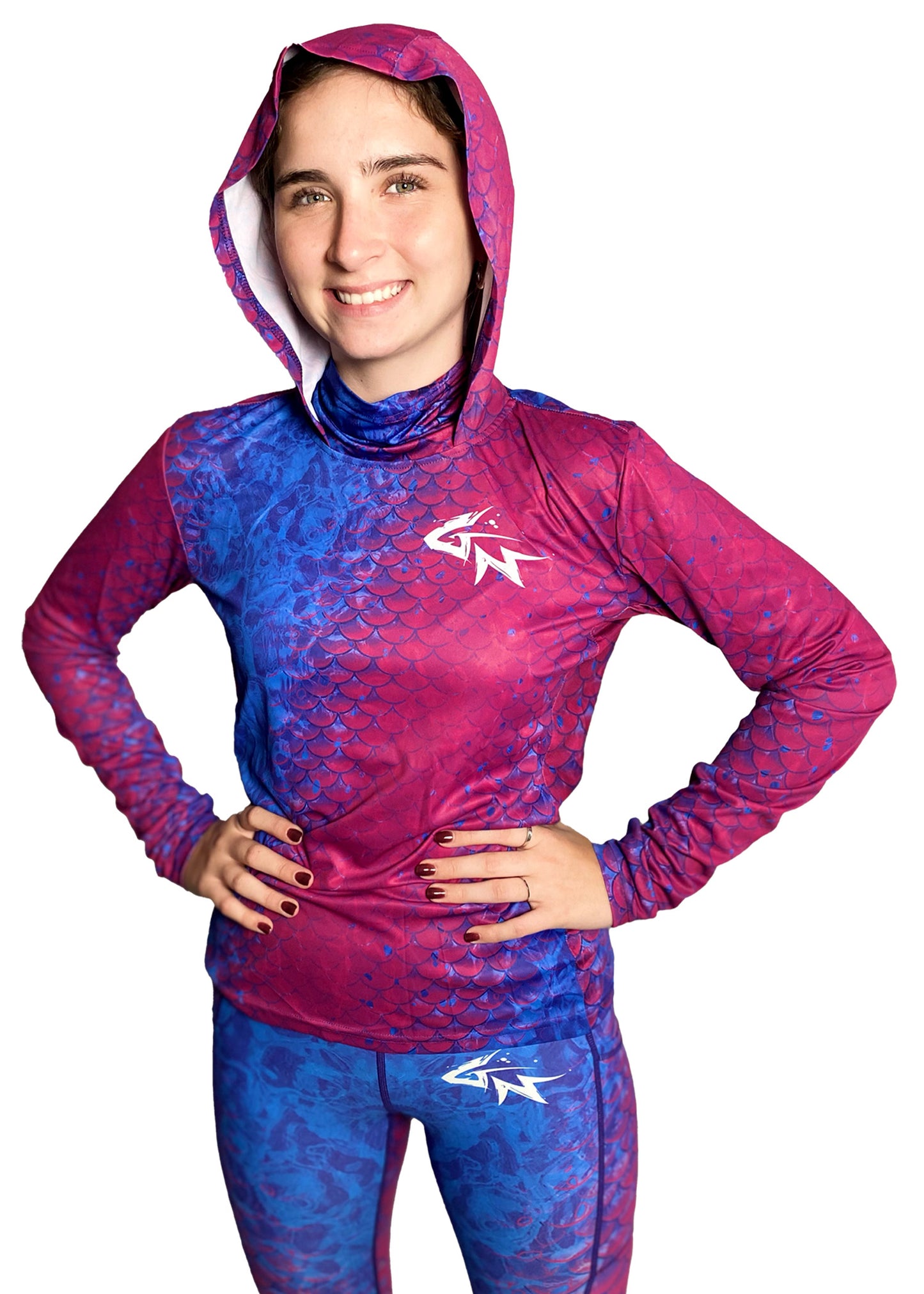 Purple Scales - Women's Hooded Long Sleeve Performance Shirt