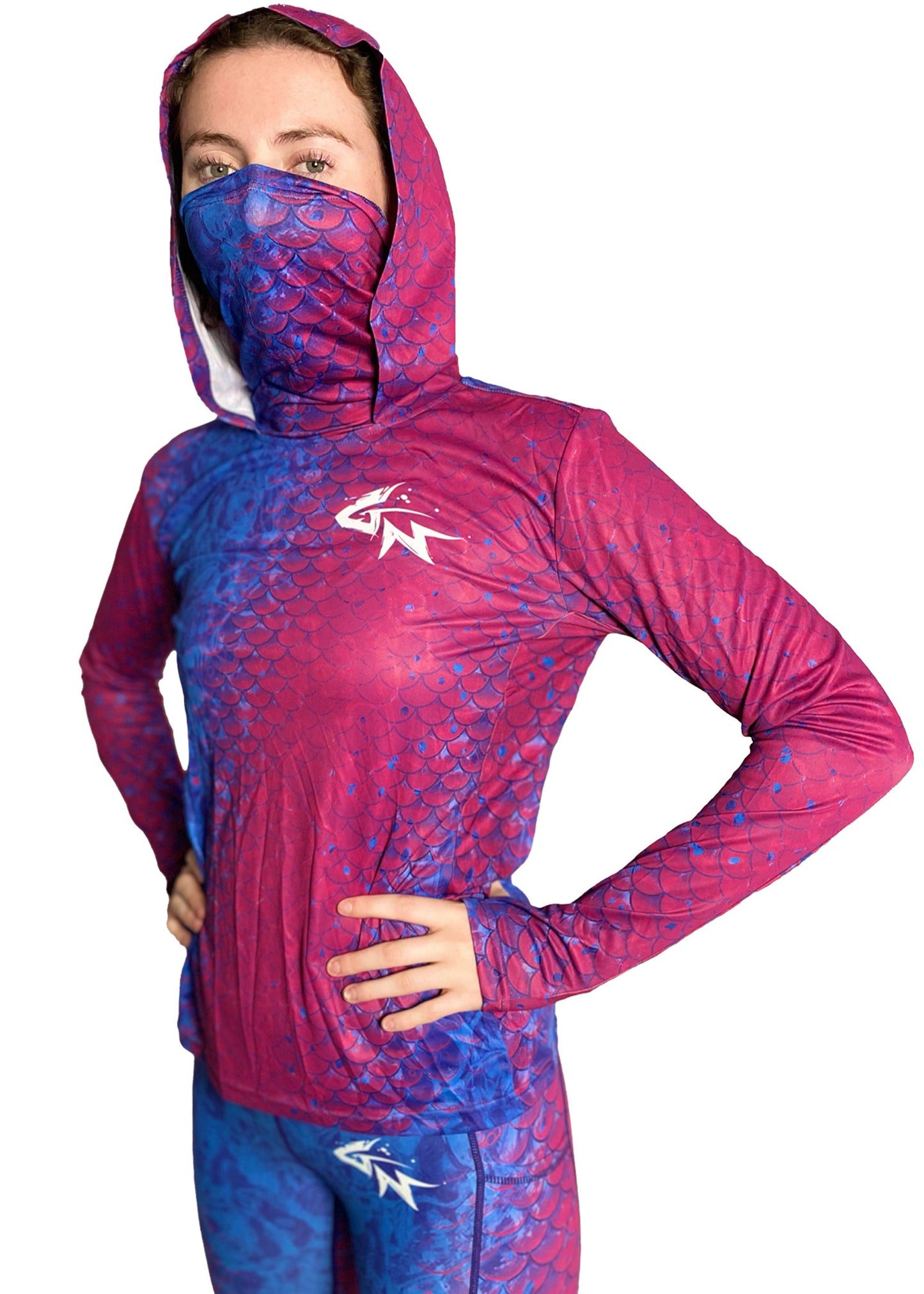 Purple Scales - Women's Hooded Long Sleeve Performance Shirt