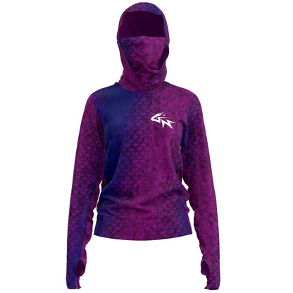 Purple Scales - Women's Hooded Long Sleeve Performance Shirt