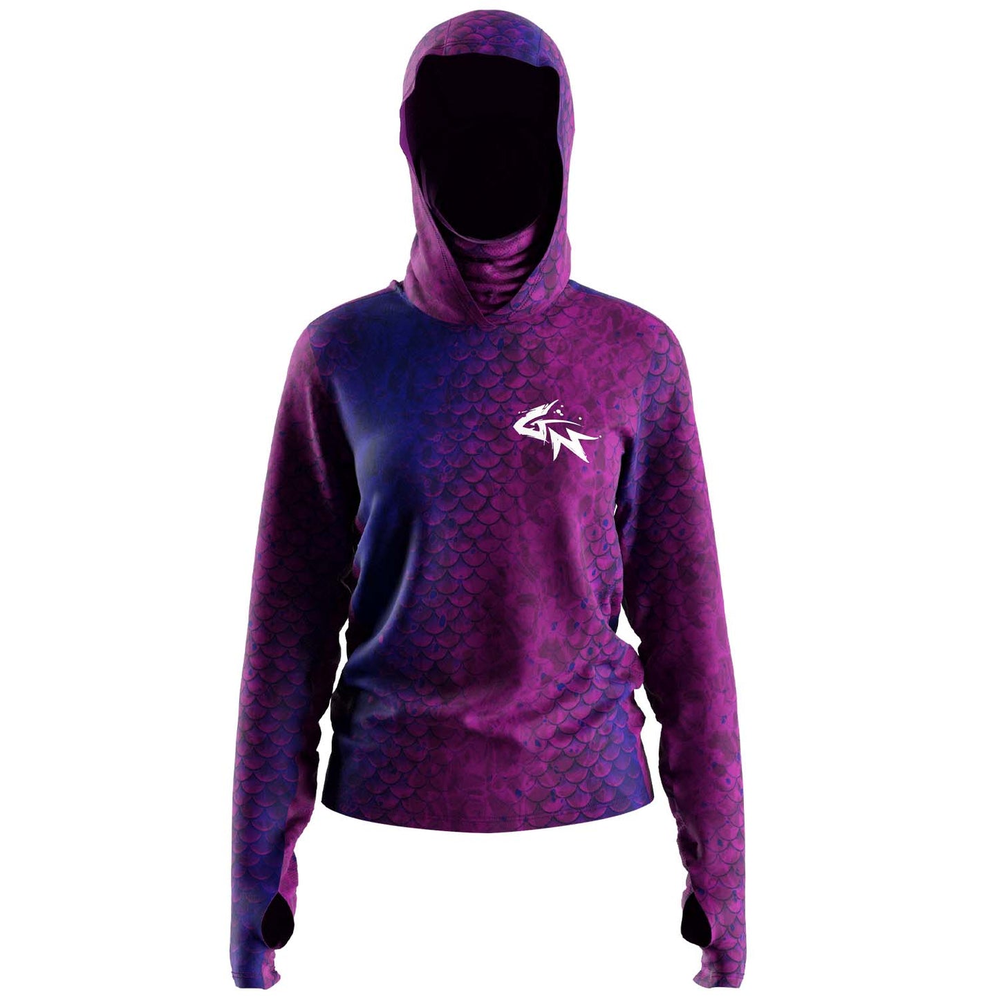 Purple Scales - Women's Hooded Long Sleeve Performance Shirt