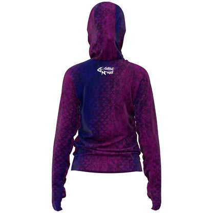 Purple Scales - Women's Hooded Long Sleeve Performance Shirt