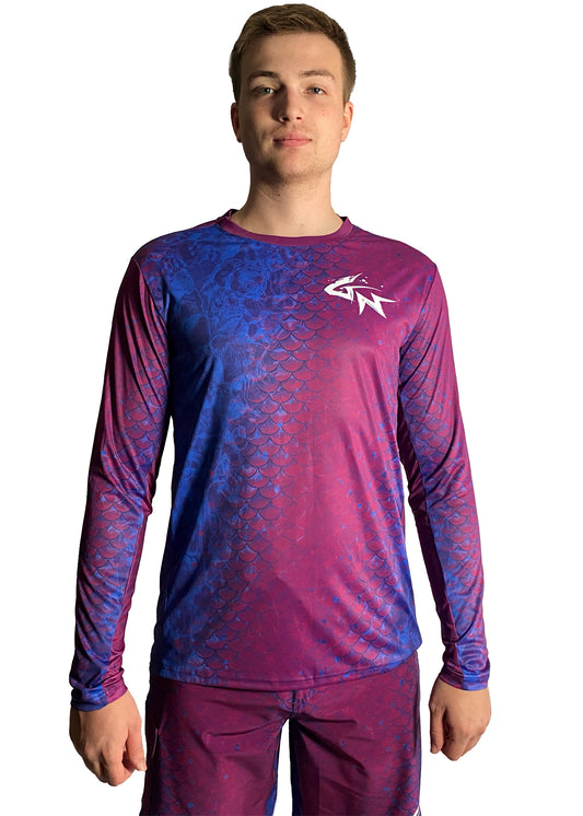 Purple Scales - Men's Long Sleeve Fishing Shirt